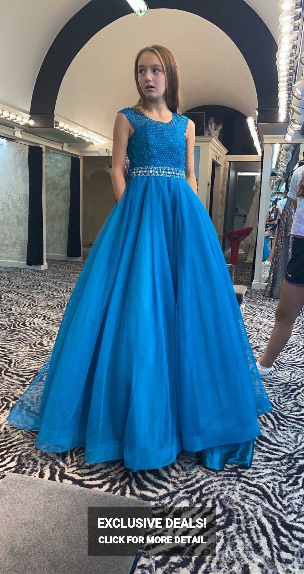 Youth size 12 Girls Size 12 Pageant Blue Ball Gown on Queenly