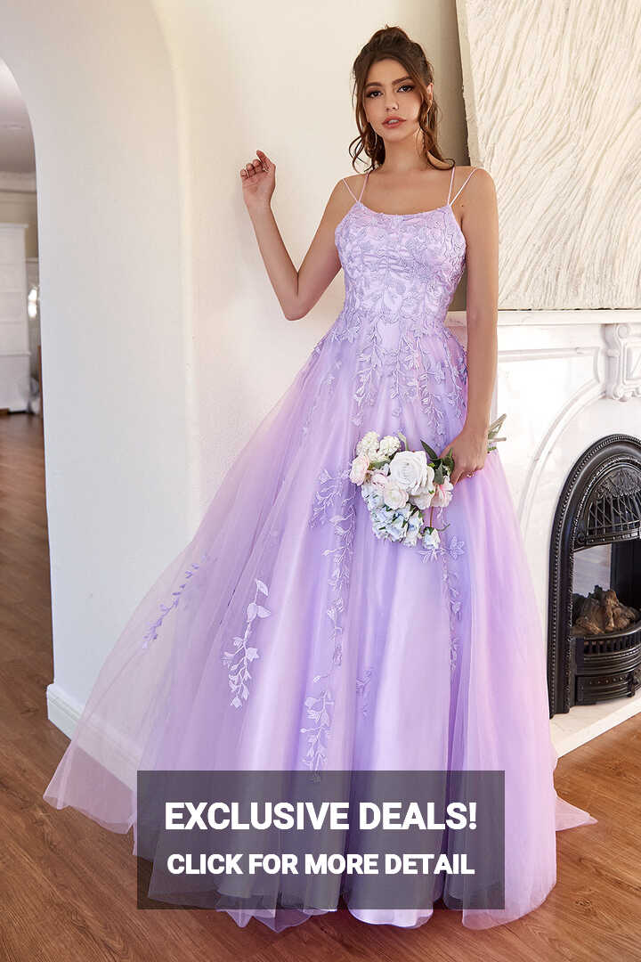 ZAPAKA Women Lavender Prom Dress Purple Tulle A-line Spaghetti ...