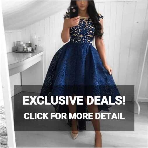 ZHCWT High Low Lace Prom Dresses A Line Short front Long Back ...