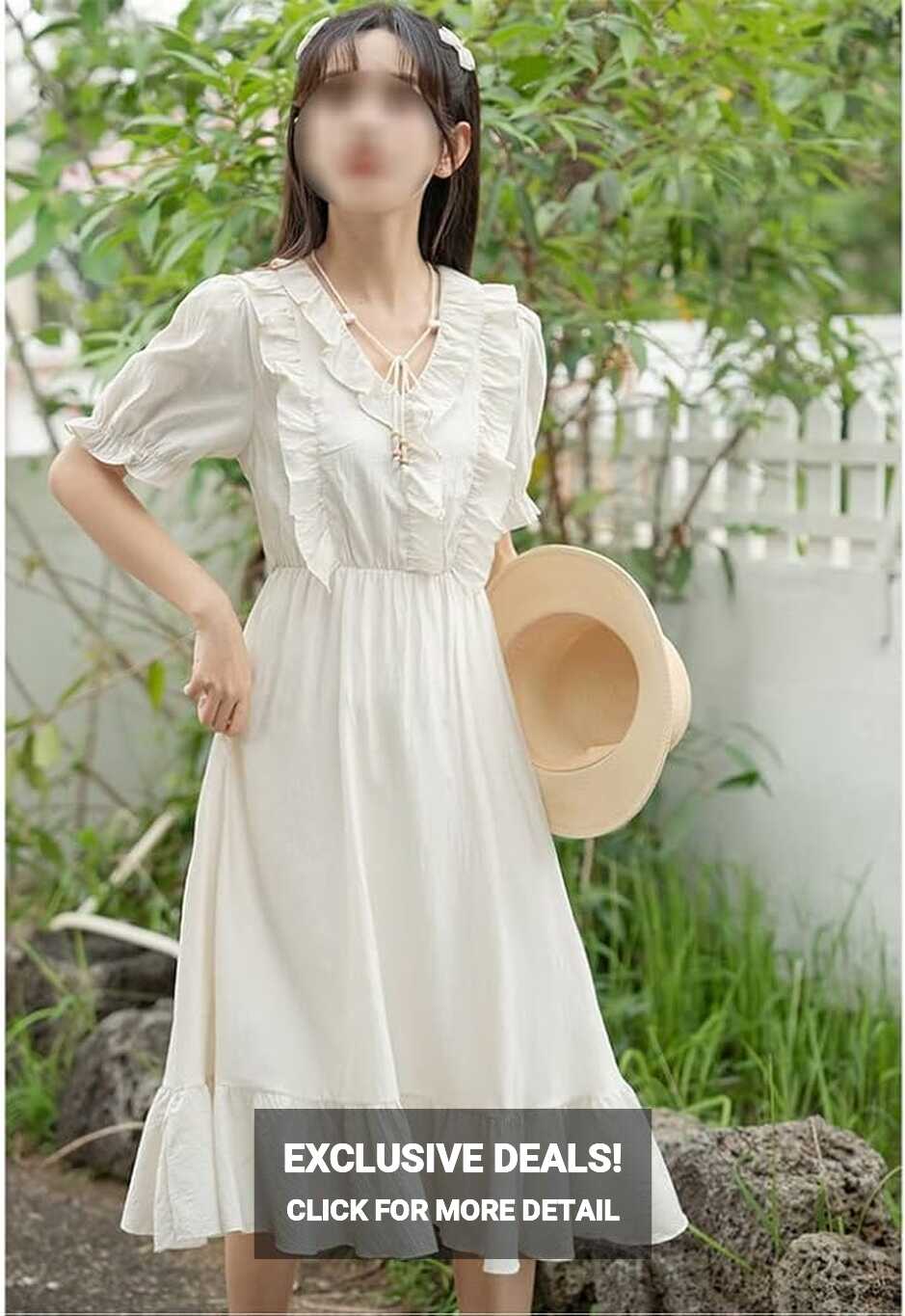 ZTTTD Women&#39;s White Summer Dress Vintage Elegant Dress French ...