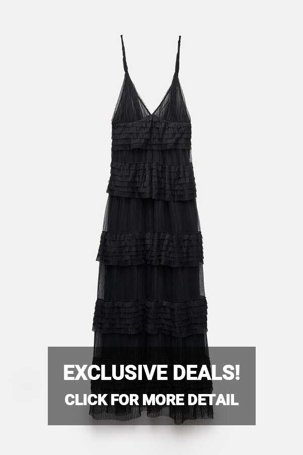 ZW COLLECTION TULLE DRESS WITH RUFFLES - Black | ZARA Australia