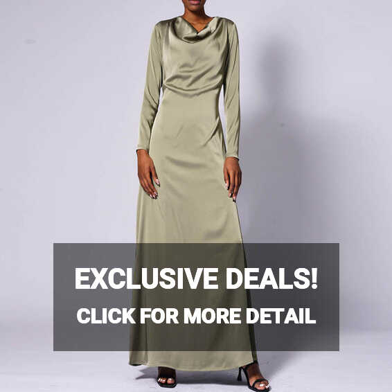 Zahra Satin Long Sleeve Maxi Slip Dress