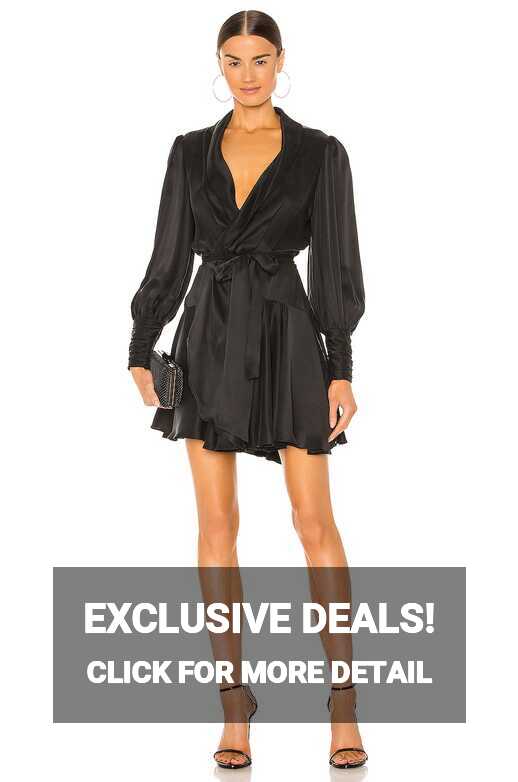 Zimmermann Silk Wrap Mini Dress in Black | REVOLVE