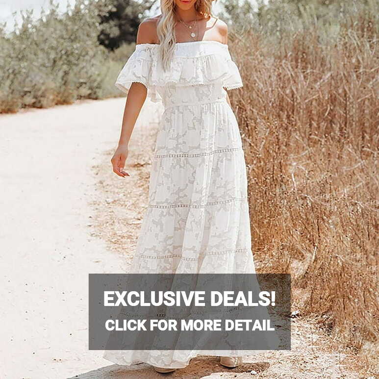 Zpanxa White Maxi Dress for Women, Plus Size Bohemian Casual Dress ...