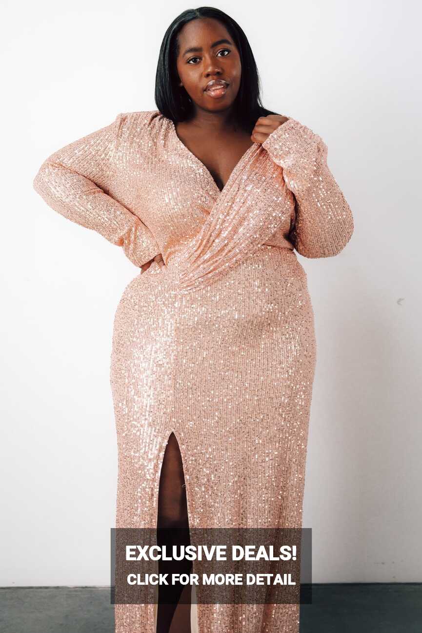 Zurich Long Sleeve Sequin Gown | Rose Gold | Baltic Born