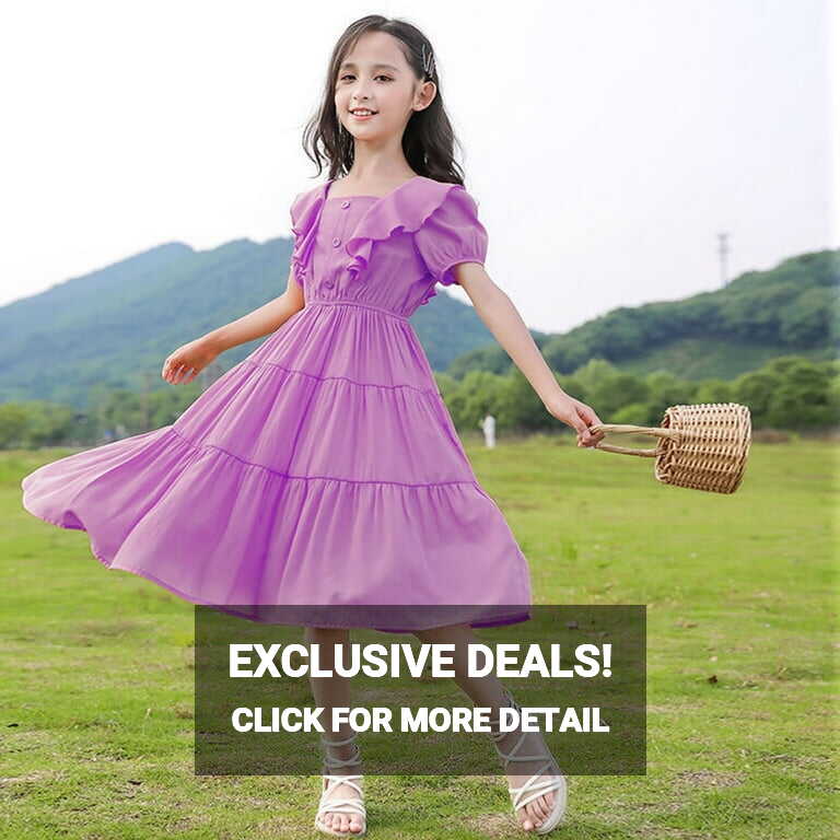 adviicd Girl Dress Short Sleeve Summer Dresses for Girls Cute ...