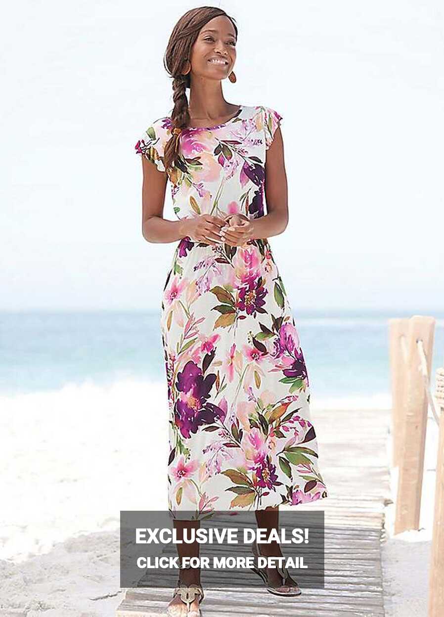 beachtime Floral Print Midi Dress | Grattan