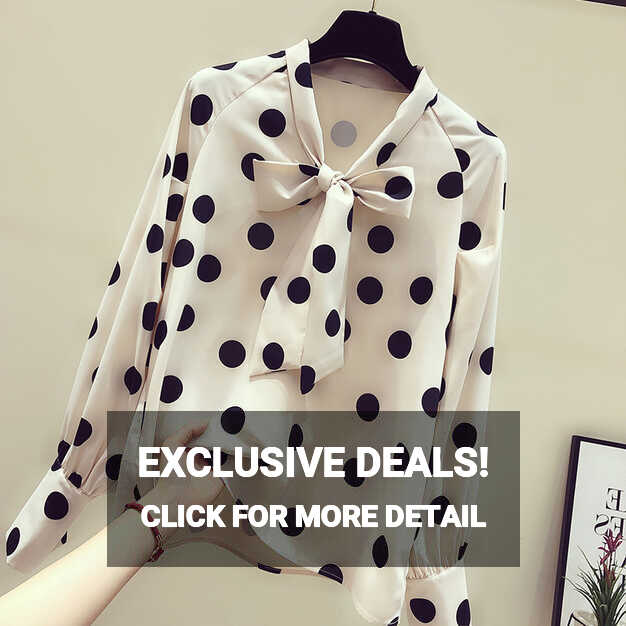 bellylady Women Fashion Polka Dot Chiffon Shirt Retro Girl Long ...