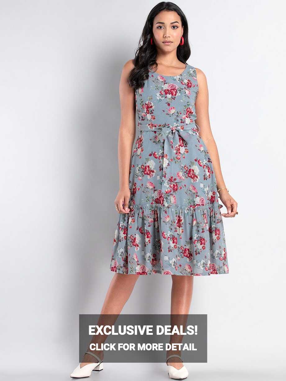 floral frock dress knee length (Grey) in Mumbai at best price by ...