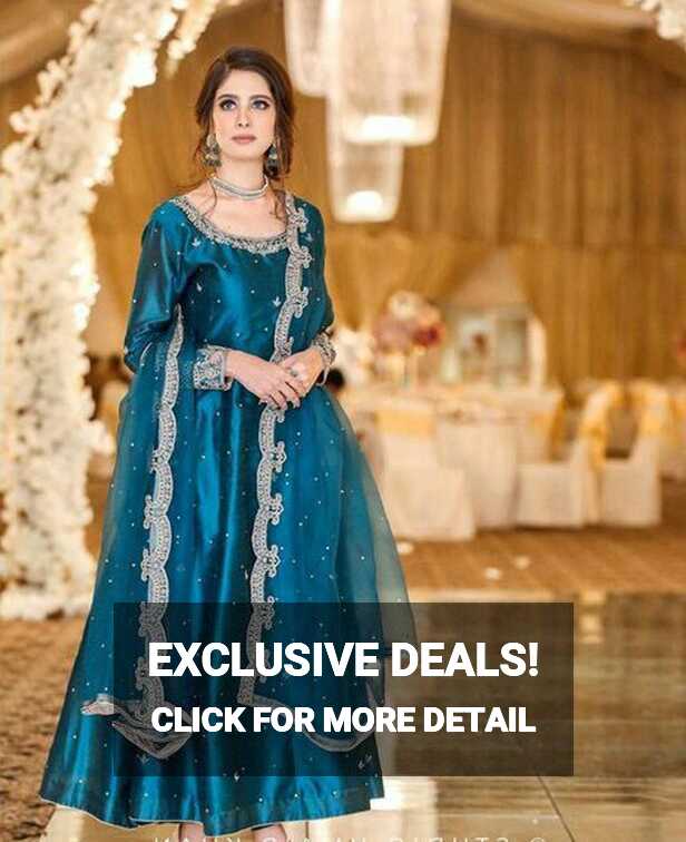 latest Top class heavy embroidery multi colored dress for weeding ...