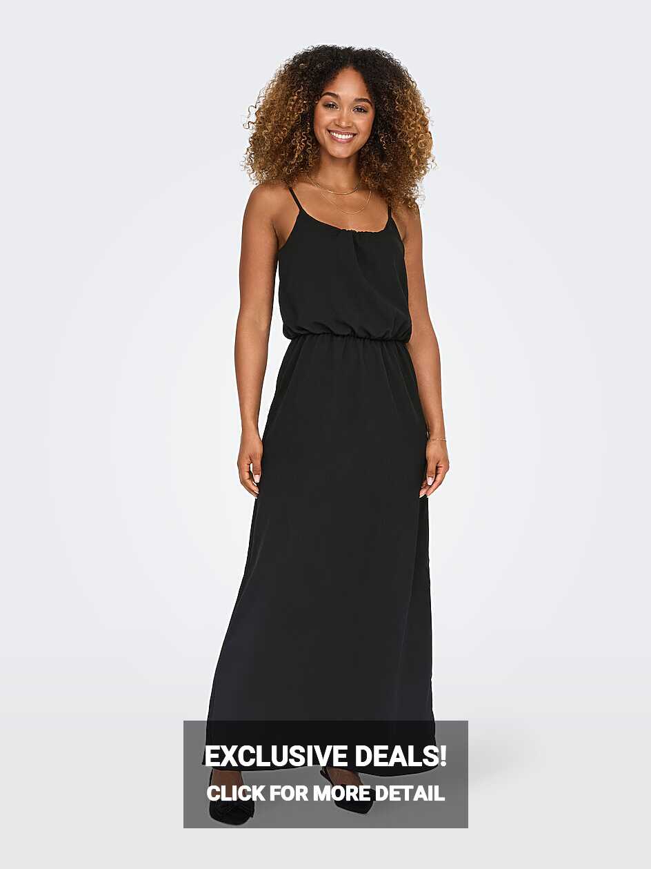 maxi dress with shoulder straps | Black | ONLY®