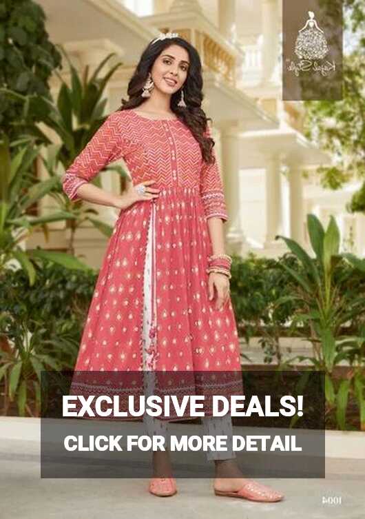 mix Printed Ladies Designer Long Gown Kurti, Anarkali, Full ...