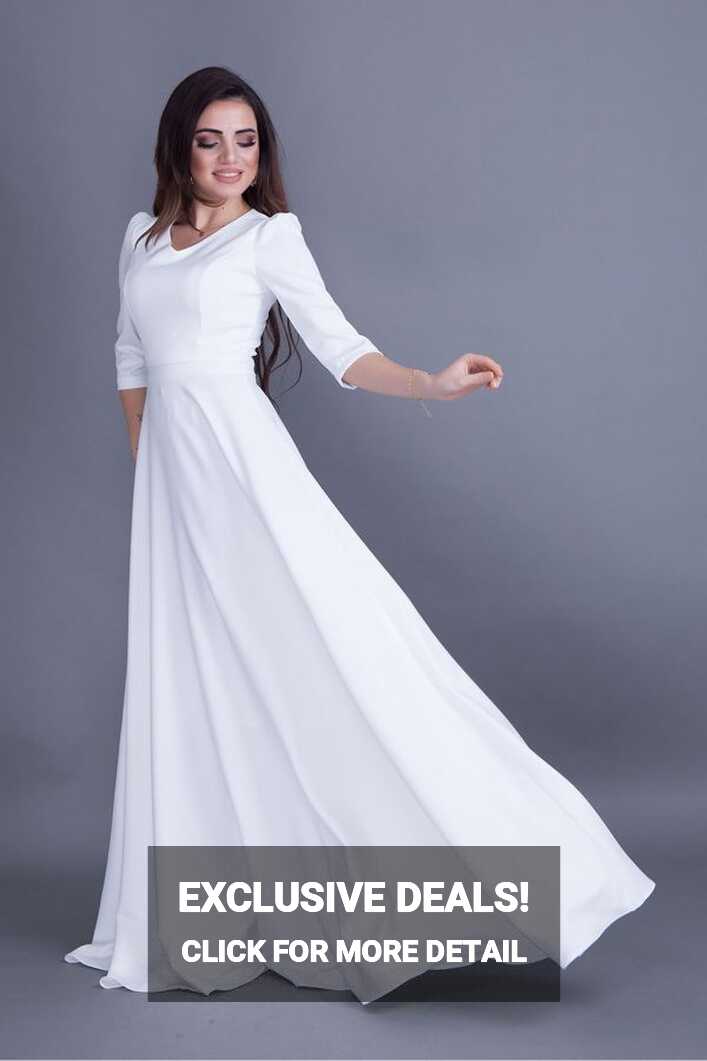 modastation Maxi Length V-Neck White Dress - Trendyol