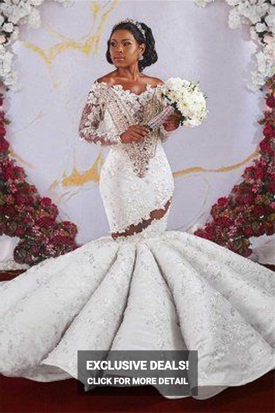 modest African wedding dresses for bride Lace Applique beaded ...