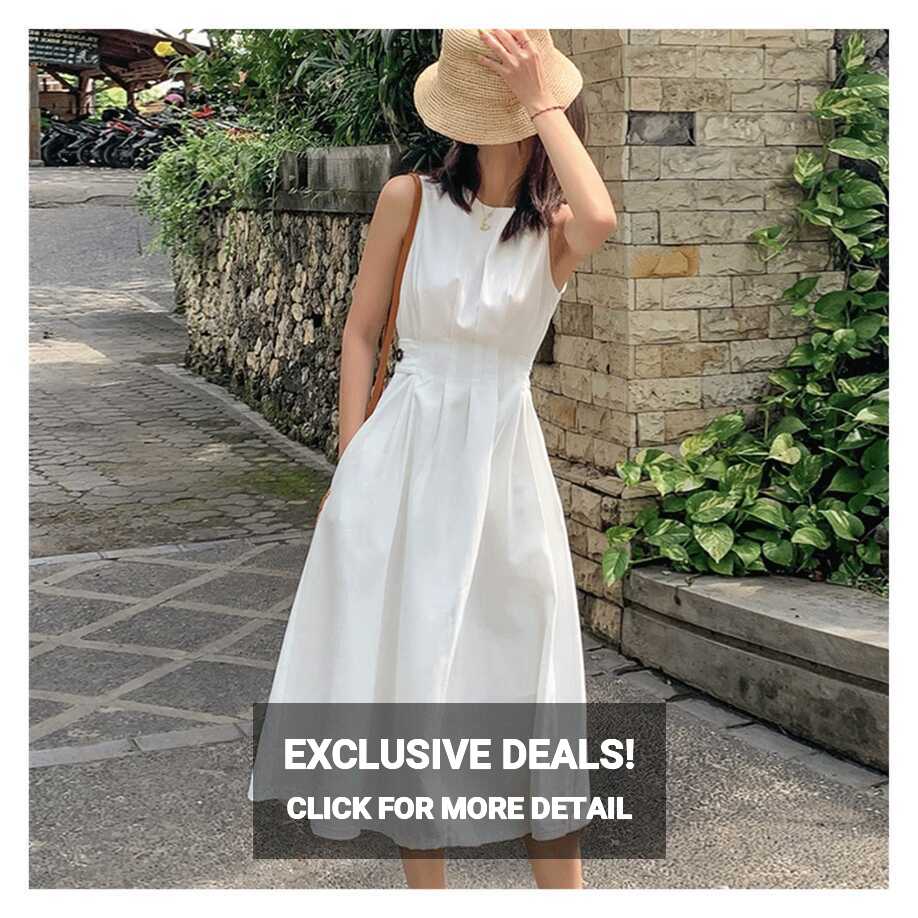 n/a Summer Women French Style Sleeveless Slim Dress Office Lady ...