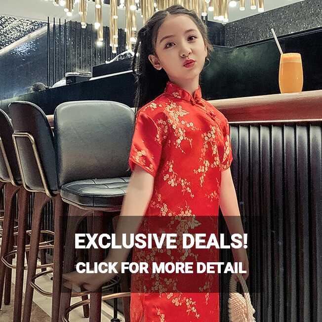 new year chinese traditional dress for kids tang qipao dress girl ...