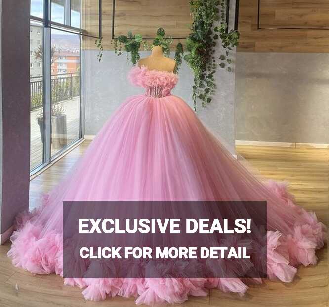 pink prom dresses, ruffle prom dresses, ball gown,puffy prom ...