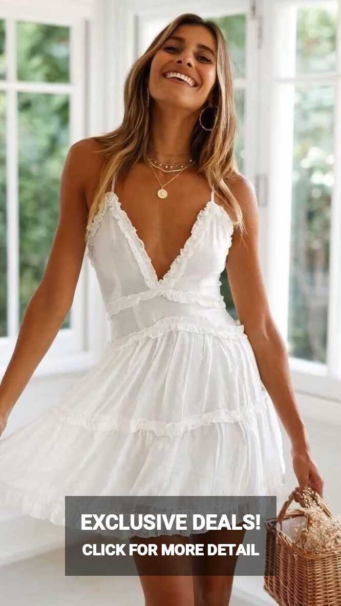 short white summer flowy dress | Summer dresses, Nice dresses ...