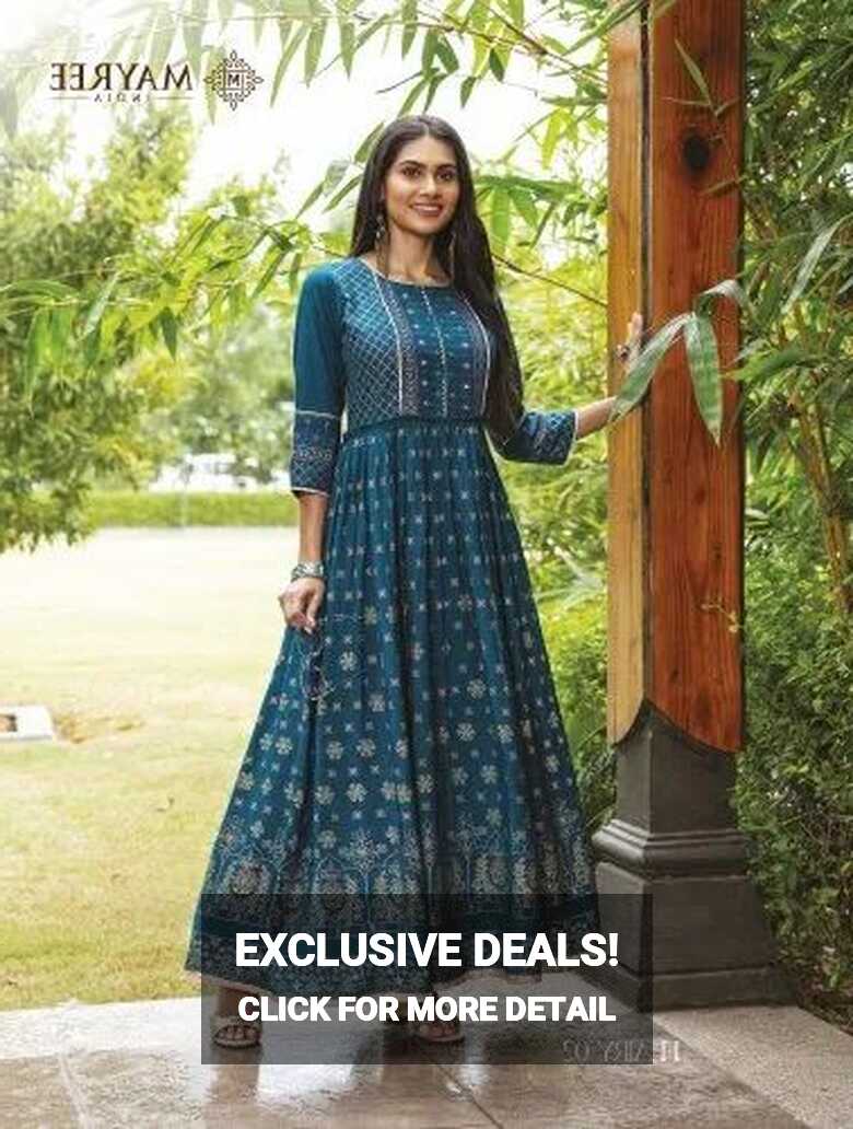 silk Designer Long Gown Kurti at Rs 750 in Surat | ID: 24073849688