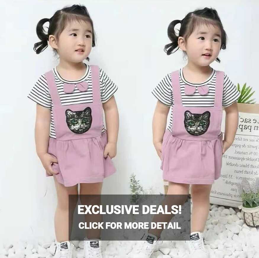 stylish baby girl dress inner linning shirt with cat romper - Nr ...