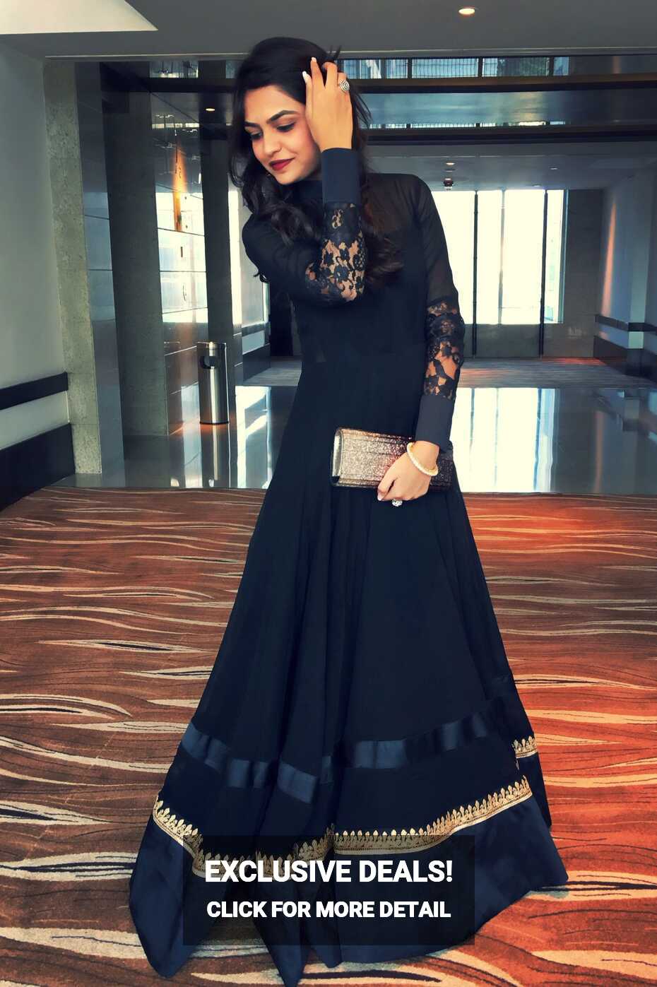 traditional #outfit #black | Simple gowns, Party wear dresses ...