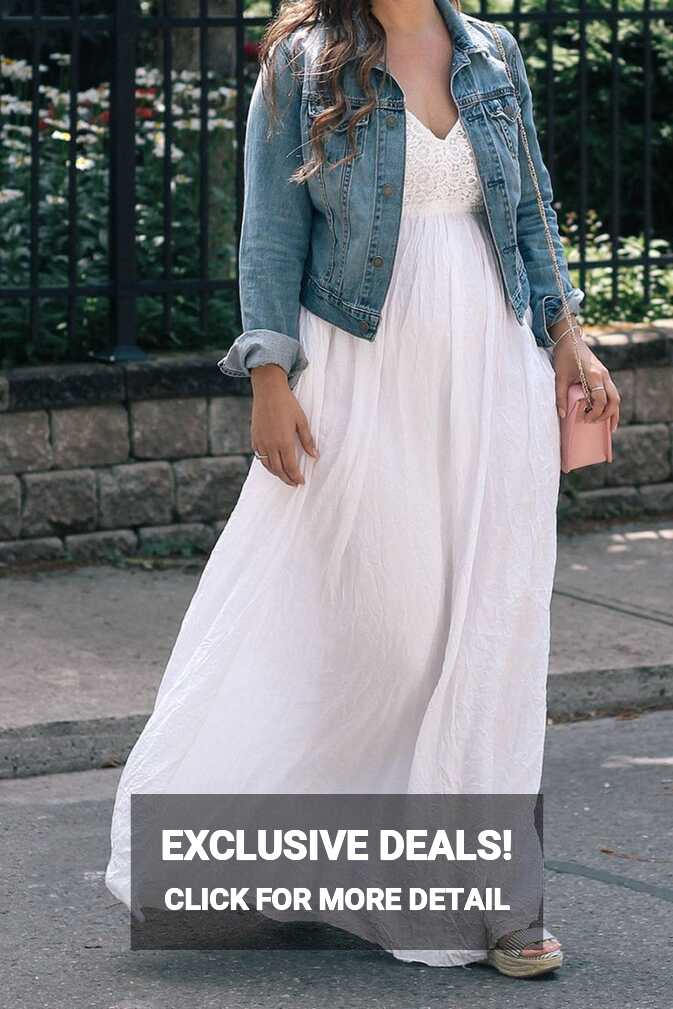 white-maxi-dress-with-denim-jacket-fashion-style-ideas - A Side Of ...