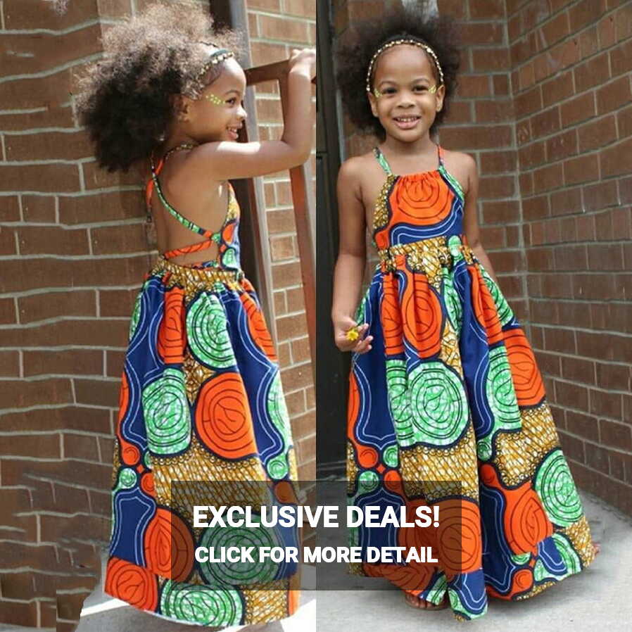 wofedyo flower girl dress 3d dress kids suspenders african print ...