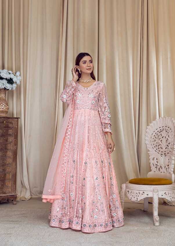 ? Graceful Pakistani Bridal Wear - Luxurious Peach Maxi Dress ...