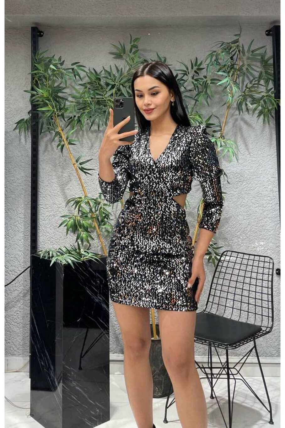 şems fashion Sequined short dress mini dress dress - Trendyol