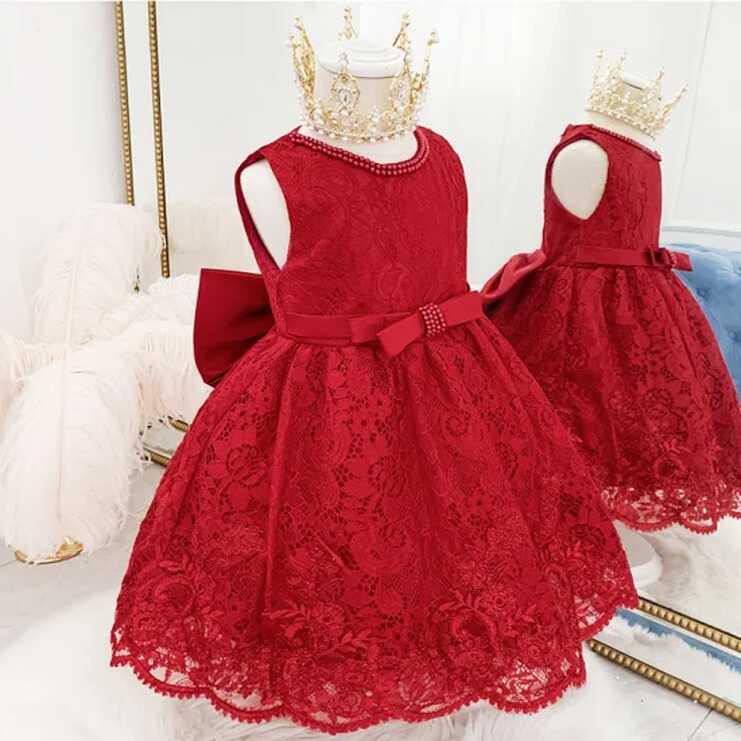 1 Year Old Girls Lace Birthday Flower Tutu Dress Party Baby Formal ...