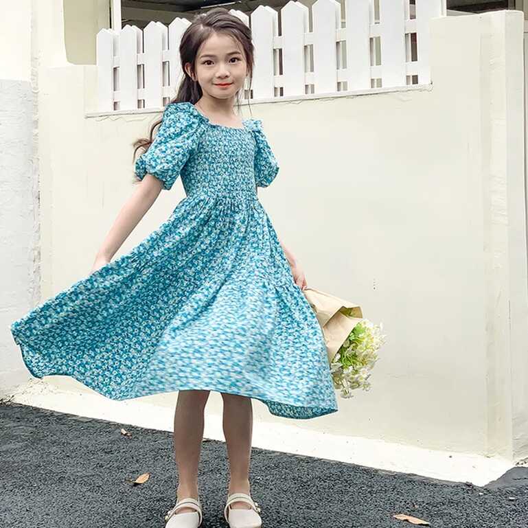 13 14 15 Years Girls Floral Dress Summer Puff Sleeve Elegant Beach ...