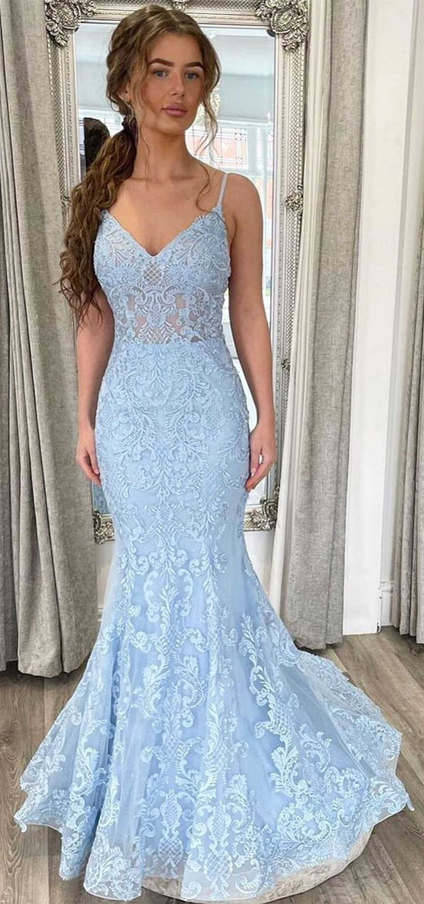 15 Blue Prom Dresses That are Dazzling &amp; Fashionable : Lace light ...