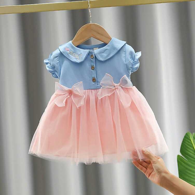 1C New Summer Baby Girls Dresses Casual Cute Denim Skirt Princess ...