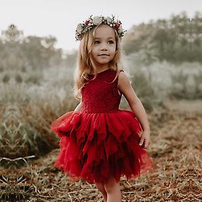 2-6 Years Baby Girls Birthday Dresses Sleeveless Lace Kids ...