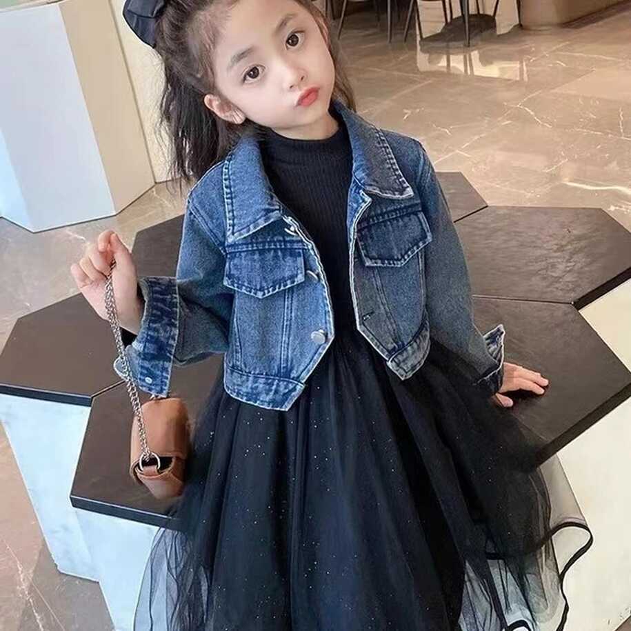 2 Pcs Clothing Set For Kids Girl Jeans Tops Jacket + tutu dress ...