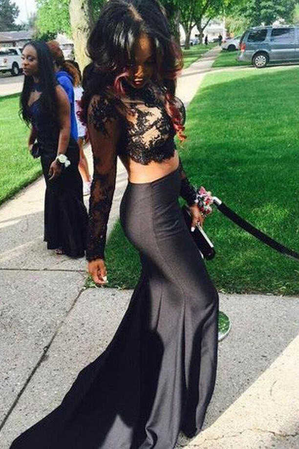 2 Pieces Prom Dresses,Black Prom Dress,Dresses For Prom,Lace Dress ...