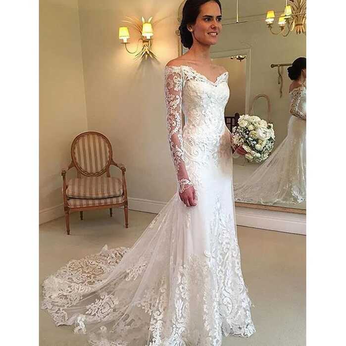 2020 New Vintage Lace Mermaid Wedding Dresses Sheer Long Sleeves ...