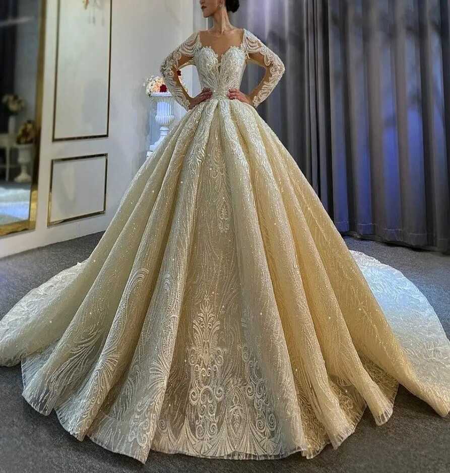 2021 Big Ball Gown Puffy Princess Wedding Dress - Mscooco.co.uk