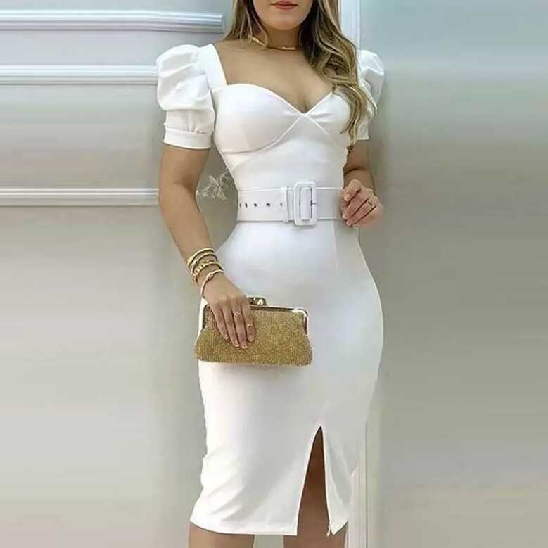 2021 Long casual party elegant white evening dress women&#39;s off ...