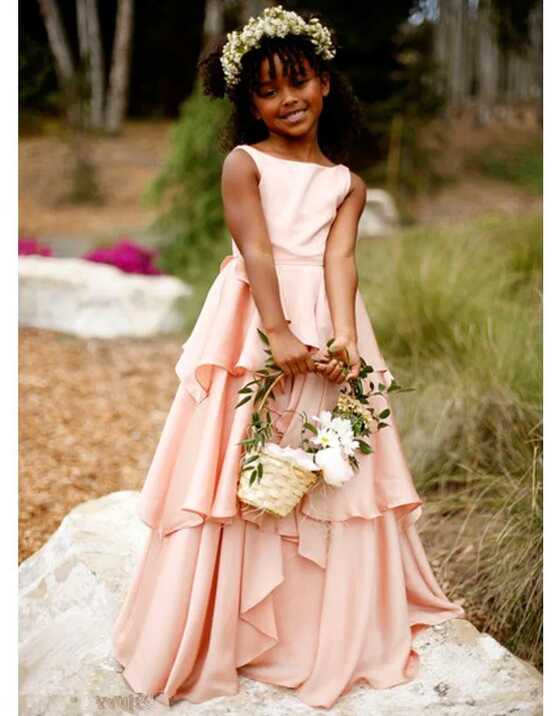 2021 Pretty Blush Pink Flower Girl Dresses Chiffon Girls Pageant ...