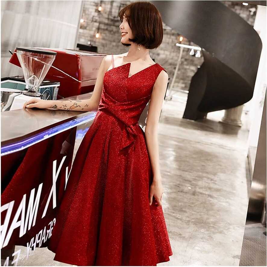 2021 Red Looks Thin Everyday Wear Wedding Evening Dress Female ...