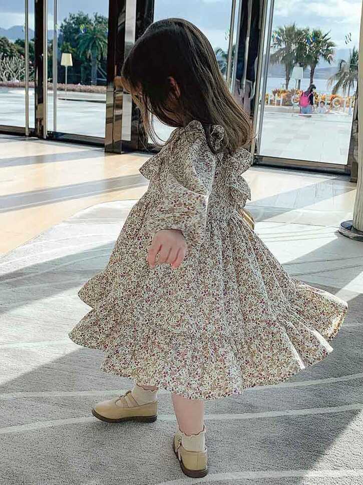 2021 Spring New Arrival Girls Long Sleeve Floral Dress Kids Korean ...