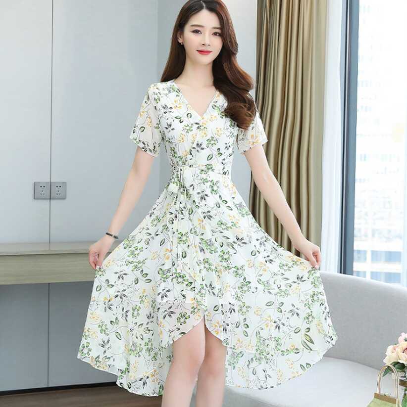 2021 women dress Korean casual popular fashion summer v-necl ...