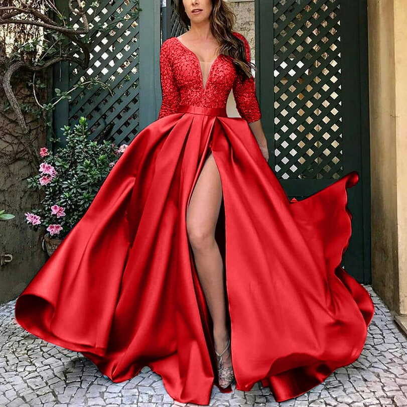 2022 New Sexy Long Lace Swing Evening Dresses, Formal Wedding and ...