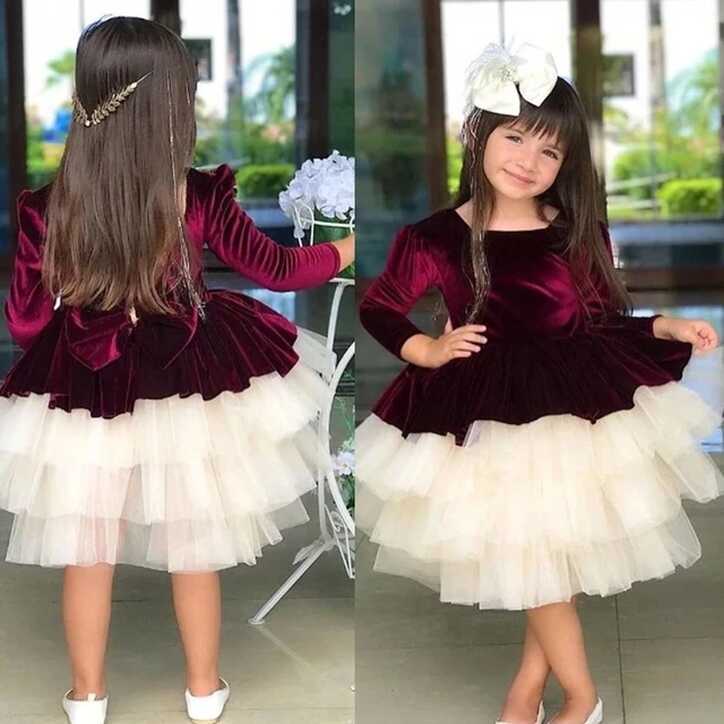 2022 New Spring Velvet Baby Girl Gown Birthday Party Wedding Dress ...