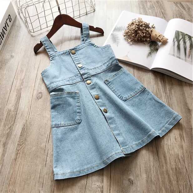 2022 New Summer Item Girl One Piece Jeans DRESS Suspender Denim Dress