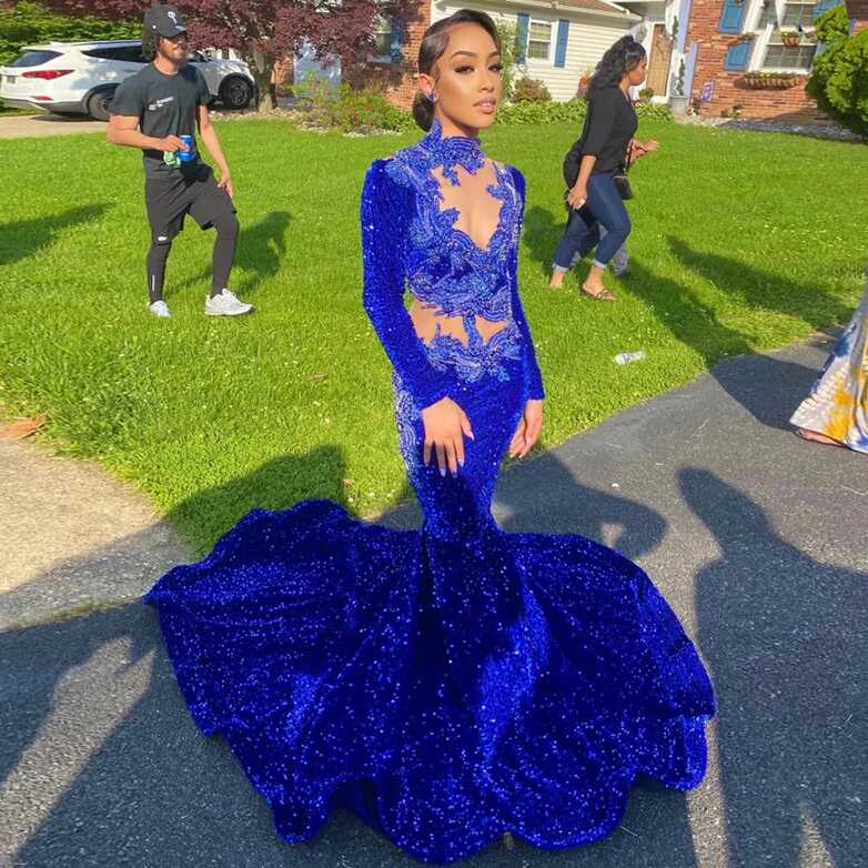 2023 Glam Royal Blue Royal Blue Prom For Black Girls With Long ...