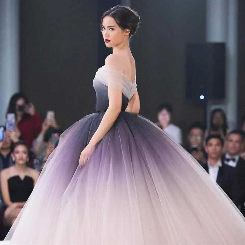 2023 Ombre Off Shoulder Mauve Prom Dress Unique Ball Gown For ...