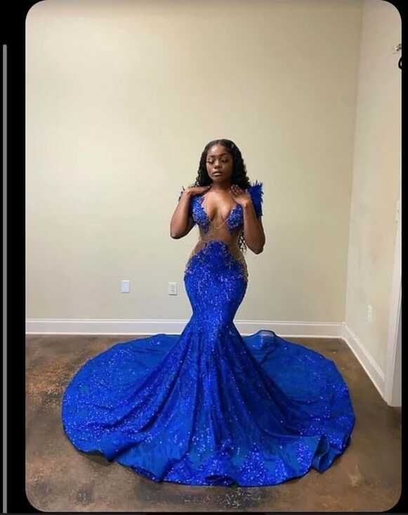 2023 Royal Blue Deep V Neck Long Prom Dresses Y1431 – Simplepromdress