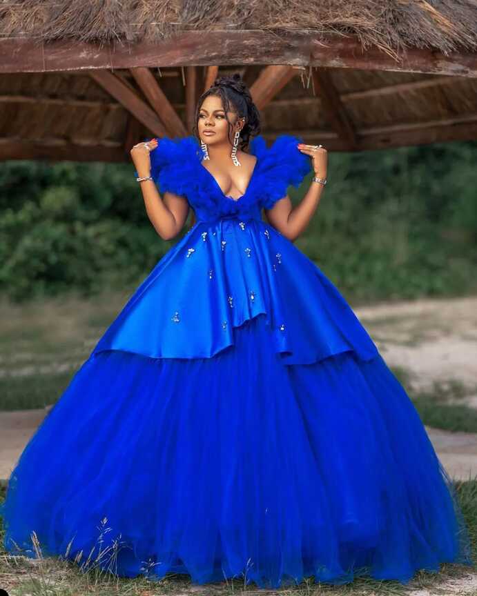 2023 Royal Blue Prom Dresses Satin Tulle Sleeveless Crystals ...